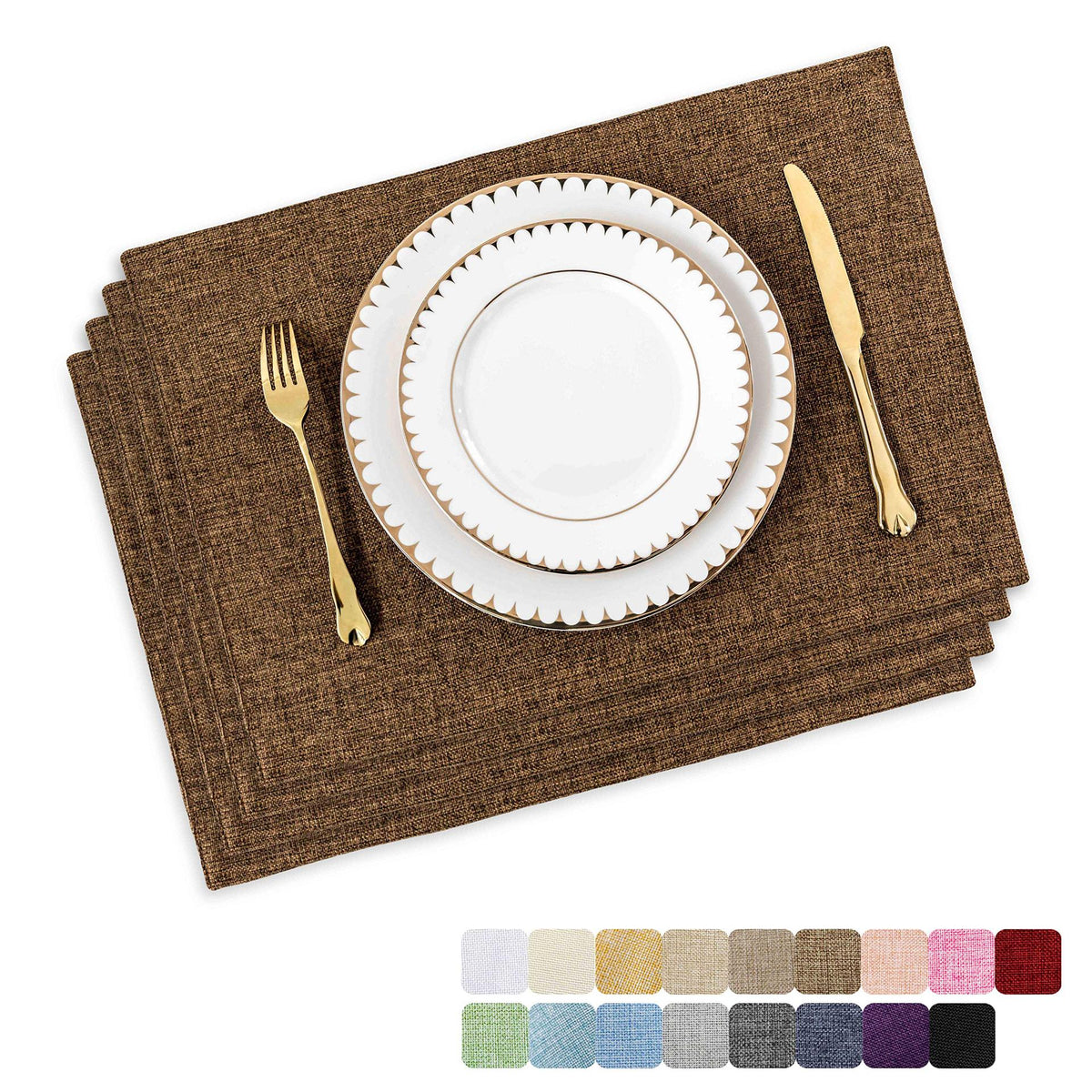 Linen Placemat Fine Linen Solid Color Fabric Dining Table Mat Washable Non-Slip Heat Insulation Home Mat Coaster Table Mat - image 5