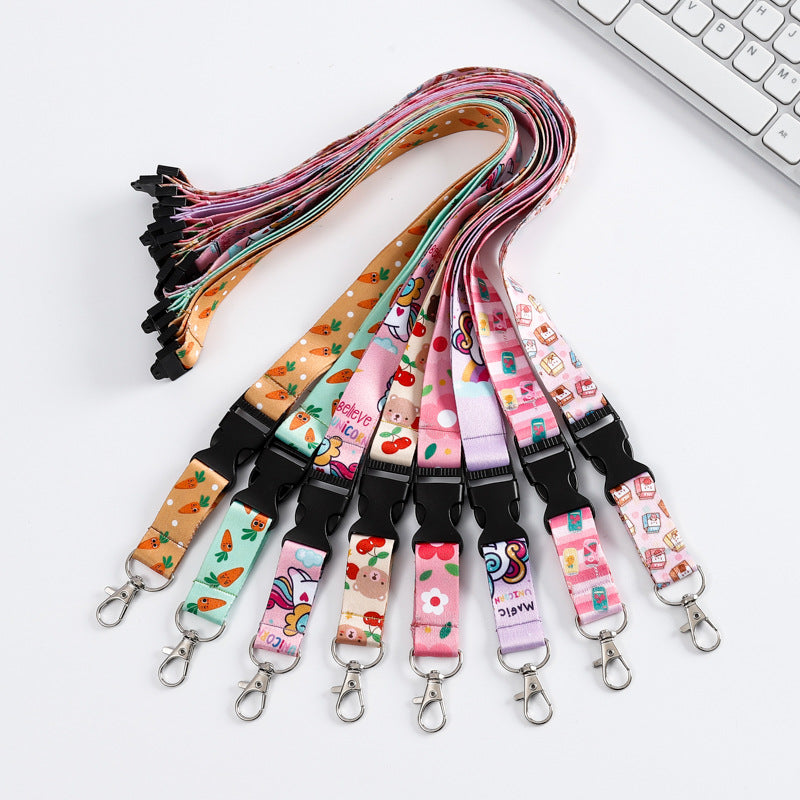 Custom Jacquard Work Id Lanyard, Polyester Heat Transfer Buckle Phone Lanyard with Logo Printing - image 2