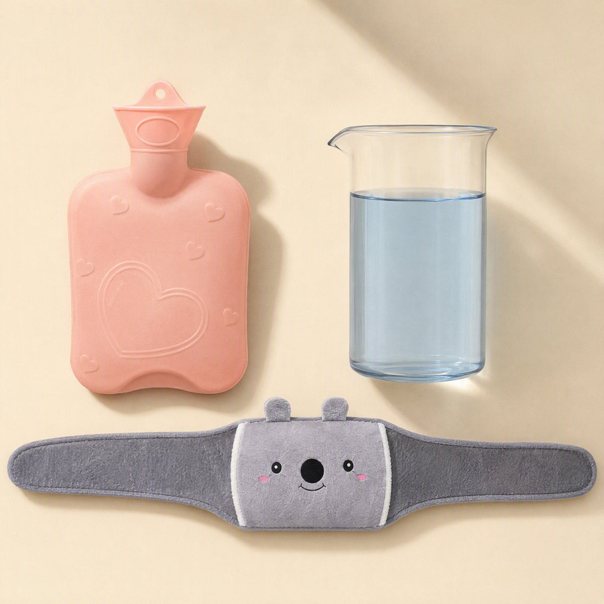 High-density PVC water injection hot water bag with gray Kaola belt and plaid cloth cover - view 2