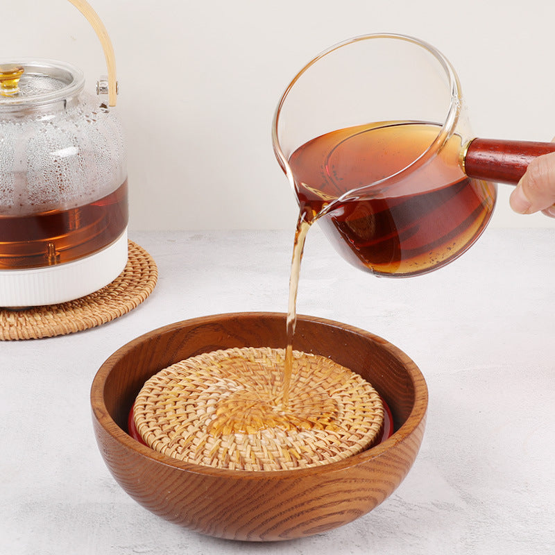 Rattan Anti-Scalding Insulation Mat Round Coaster Household Heat-Resistant Dining Table Saucer Kitchen Casserole Mat Single Pack - image 3