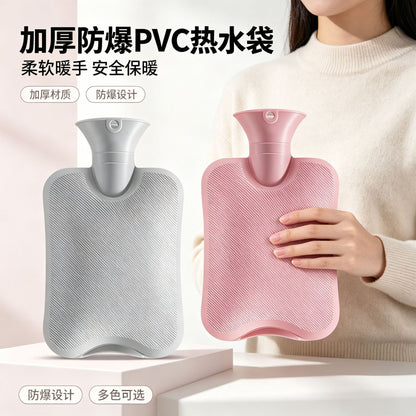 Thickened Explosion-Proof Hot Water Bottle for Women, Warm Hand Warmer, Hot Compress for Stomach, Foot Warmer, Faux Rabbit Fur Water-Filled Hand Warmer - image 1