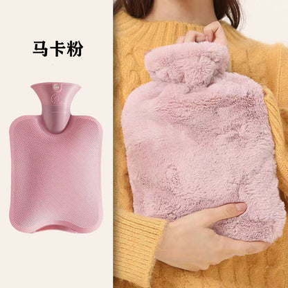 Thickened Explosion-Proof Hot Water Bottle for Women, Warm Hand Warmer, Hot Compress for Stomach, Foot Warmer, Faux Rabbit Fur Water-Filled Hand Warmer - image 3
