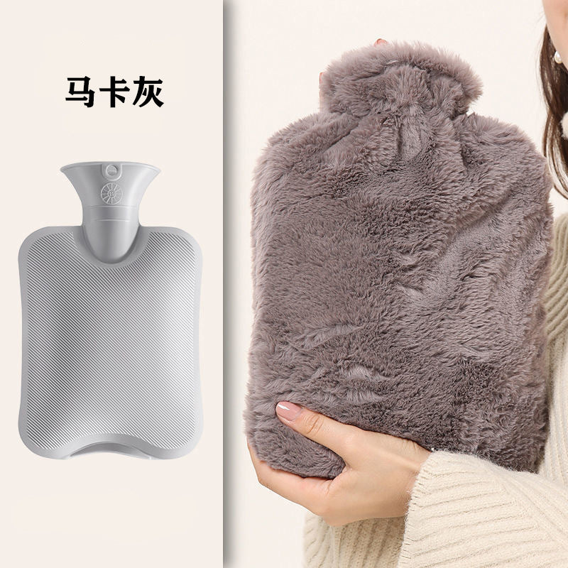 Thickened Explosion-Proof Hot Water Bottle for Women, Warm Hand Warmer, Hot Compress for Stomach, Foot Warmer, Faux Rabbit Fur Water-Filled Hand Warmer - image 4
