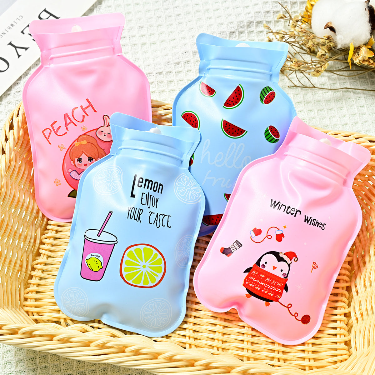 Winter thick cartoon water injection hot water bag cute girl heart warm handbag student portable water hand warmer wholesale - image 1