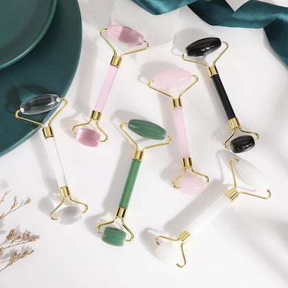 Jade roller massager powder Crystal roller household facial double roller non-resin scraping massager wholesale - image 3