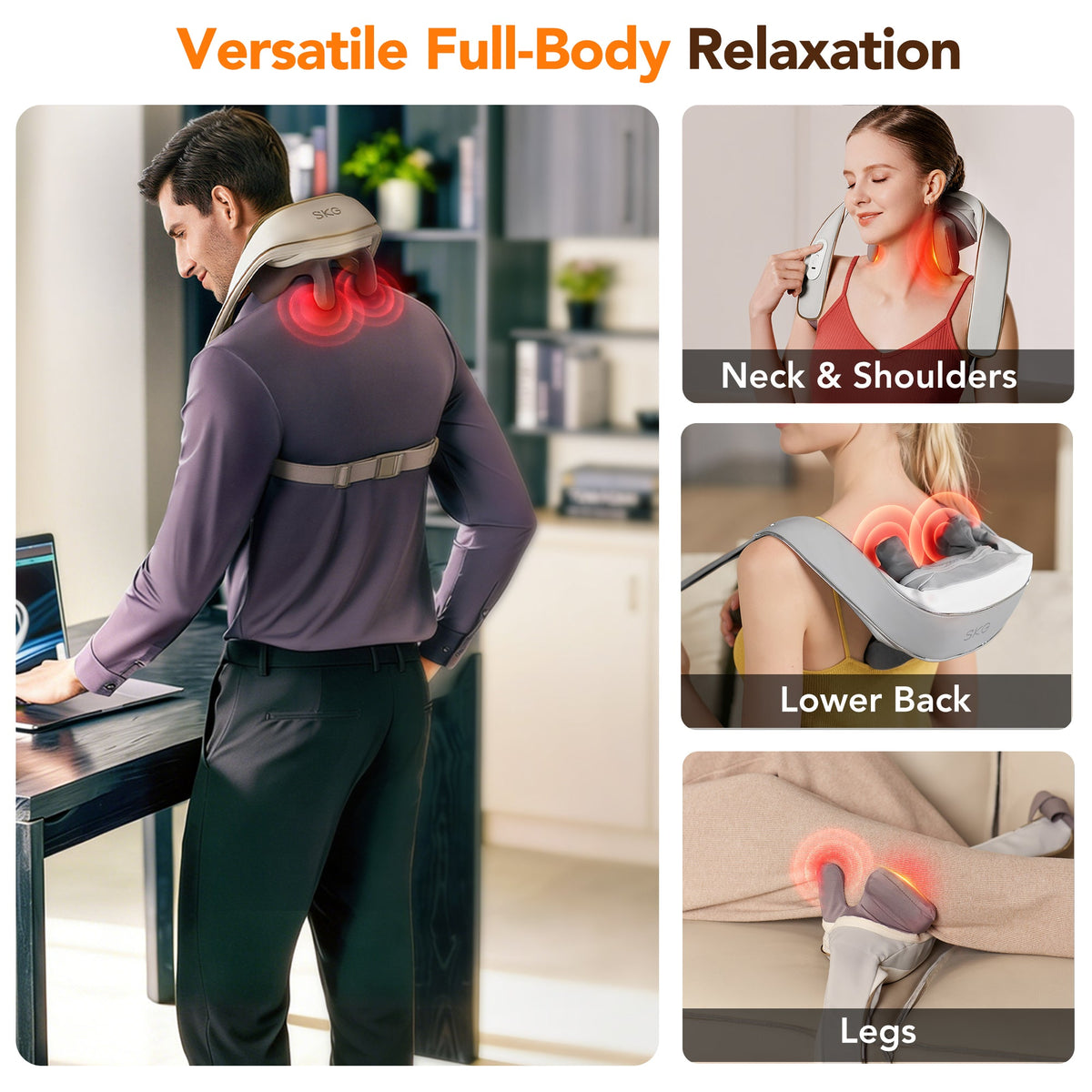 SKG H5 Mini Cordless Shiatsu Neck and Shoulder Massager with Heat