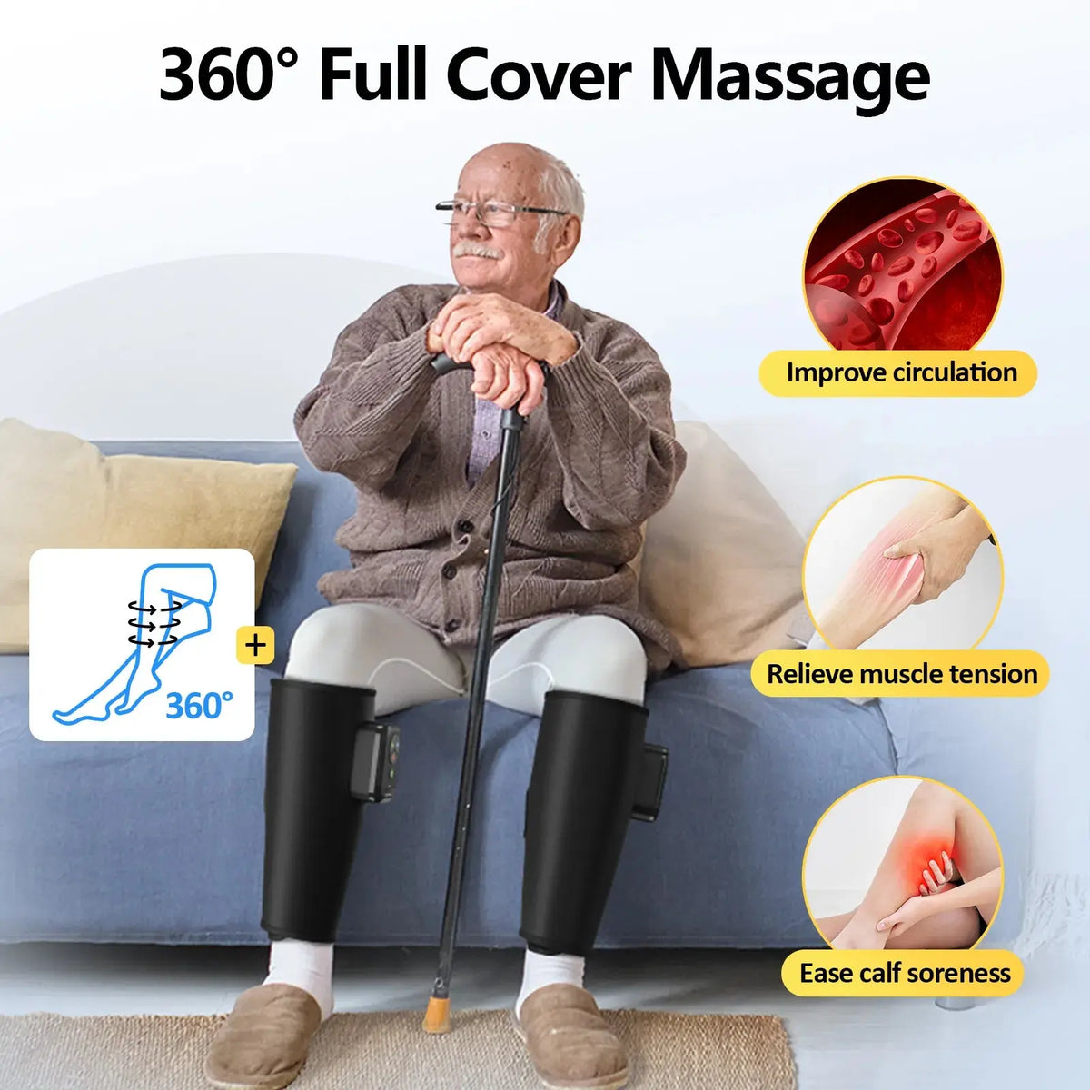 Portable Air Compression Calf Massager with Heat, 2Pack