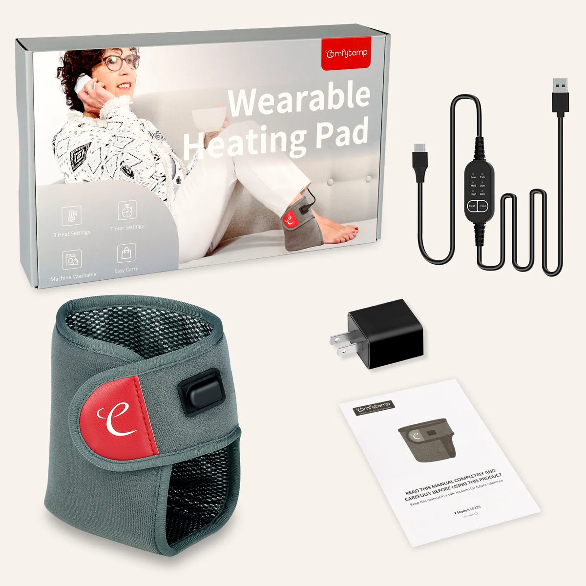 USB Wearable Heating Pad for Ankle and Feet
