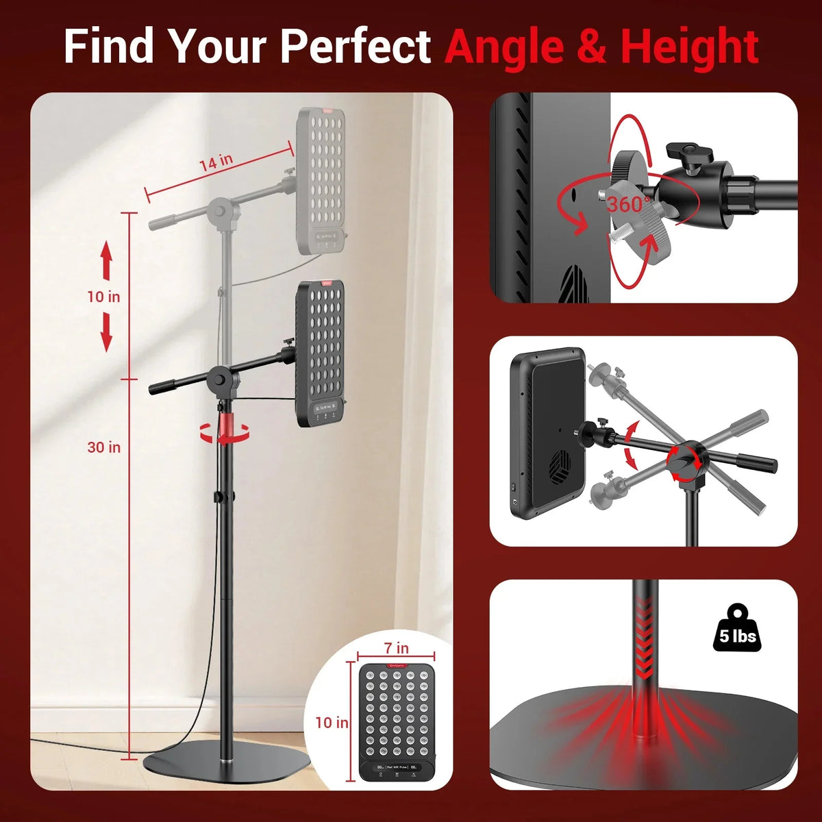 55W Smart App-Controlled Red Light Therapy Panel for Pain Relief and Recovery