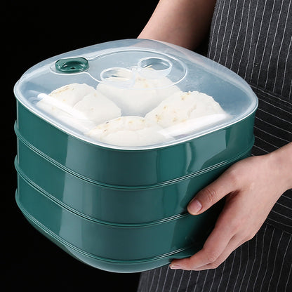 Microwave oven steamer office food steamed bread heating with lid plastic steamer utensils steamer cloth multi-layer steamer - image 2