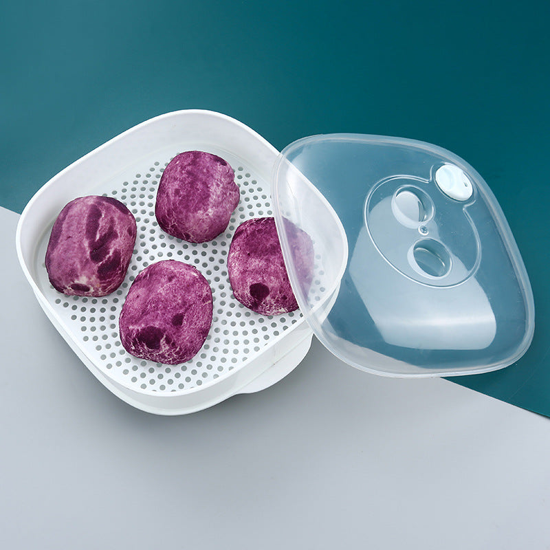 Microwave oven steamer office food steamed bread heating with lid plastic steamer utensils steamer cloth multi-layer steamer - image 4