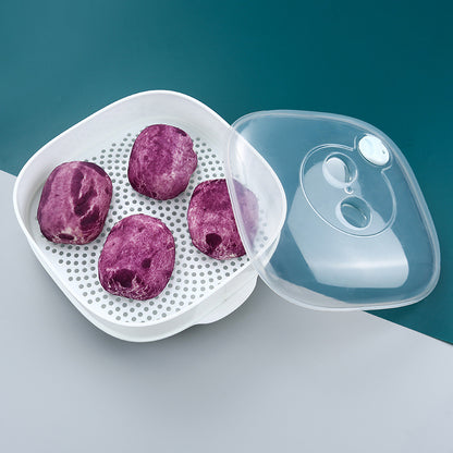 Microwave oven steamer office food steamed bread heating with lid plastic steamer utensils steamer cloth multi-layer steamer - image 4