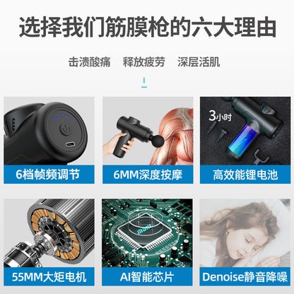 Sports Fitness Fascia Gun Massager Adjusting Impact Mini Neck Gun Charging Portable Professional Fascia Gun - image 2