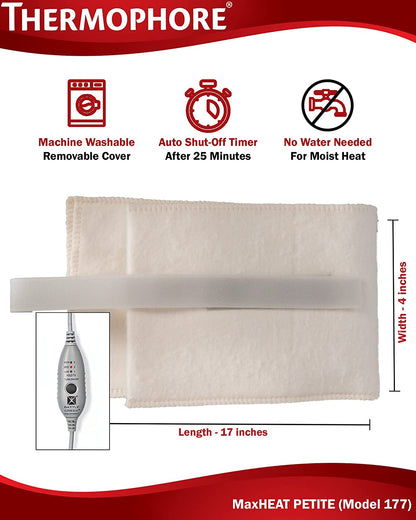 Thermophore MaxHEAT Model 177 — Petite 4"x17" Moist Heating Pad | Neck, Knee & Shoulders