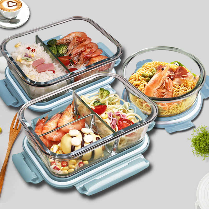 Glass Lunch Box with Lid Microwave Heating Special Bowl for Office workers with Meal Lunch Box Fruit Fresh-keeping Box Lunch Box - image 5