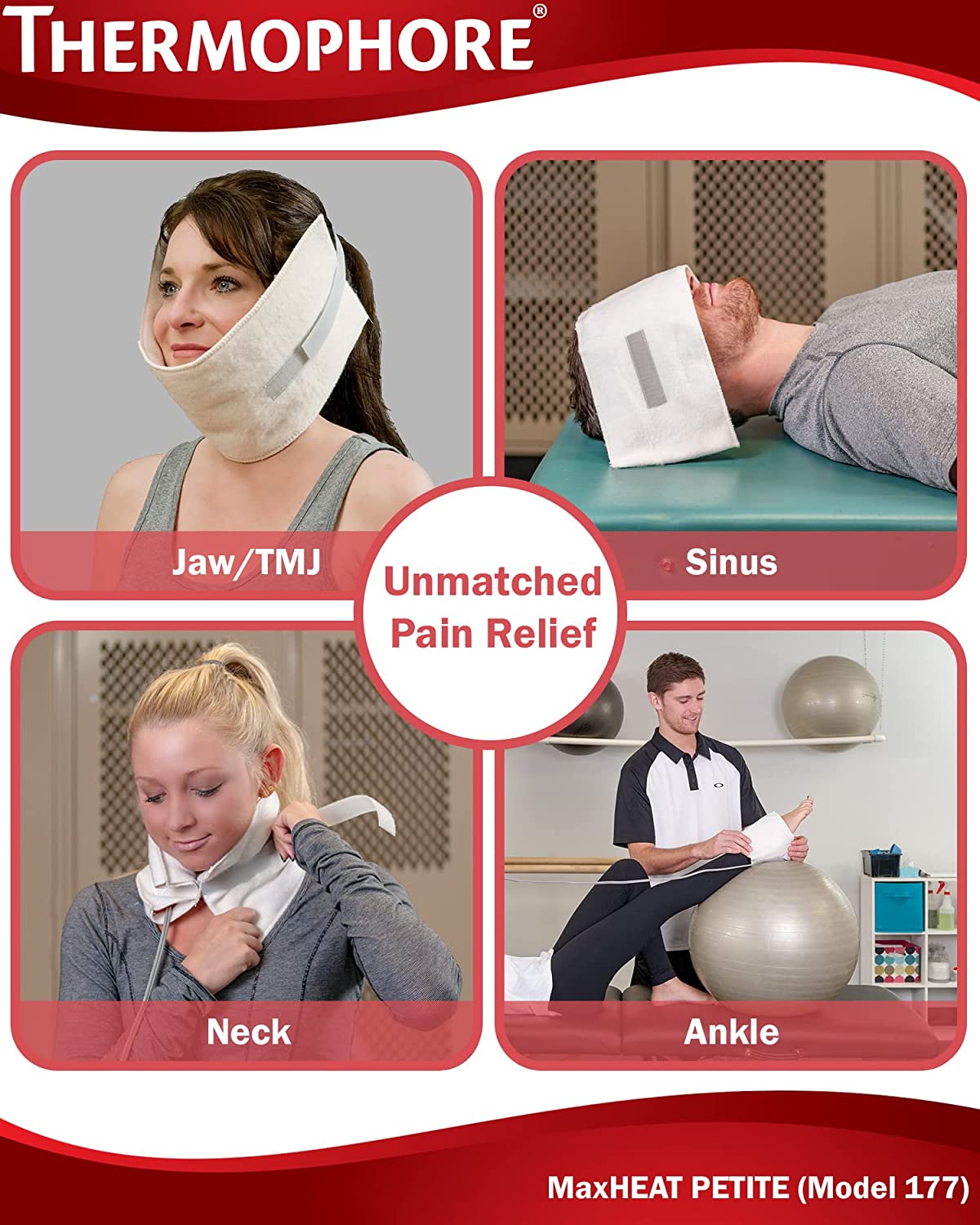 Thermophore MaxHEAT Model 177 — Petite 4"x17" Moist Heating Pad | Neck, Knee & Shoulders