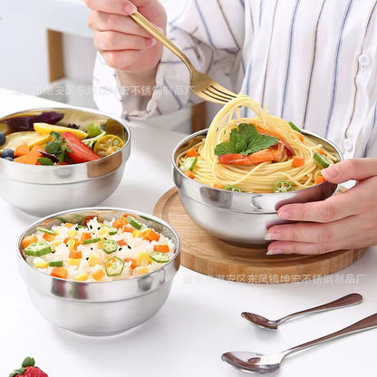 Stainless Steel Bowl Children's Thickened Heat Insulation Bowl Double Bowl Platinum Bowl School Canteen Household Rice Bowl Soup Bowl Lily Bowl - image 4