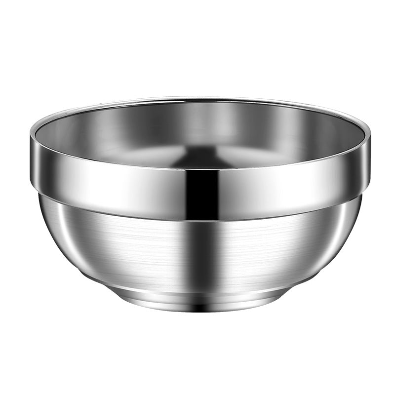 304 food grade double-layer heat insulation anti-scalding anti-drop children's stainless steel rice bowl soup bowl household noodle soup bowl large Bowl - image 5