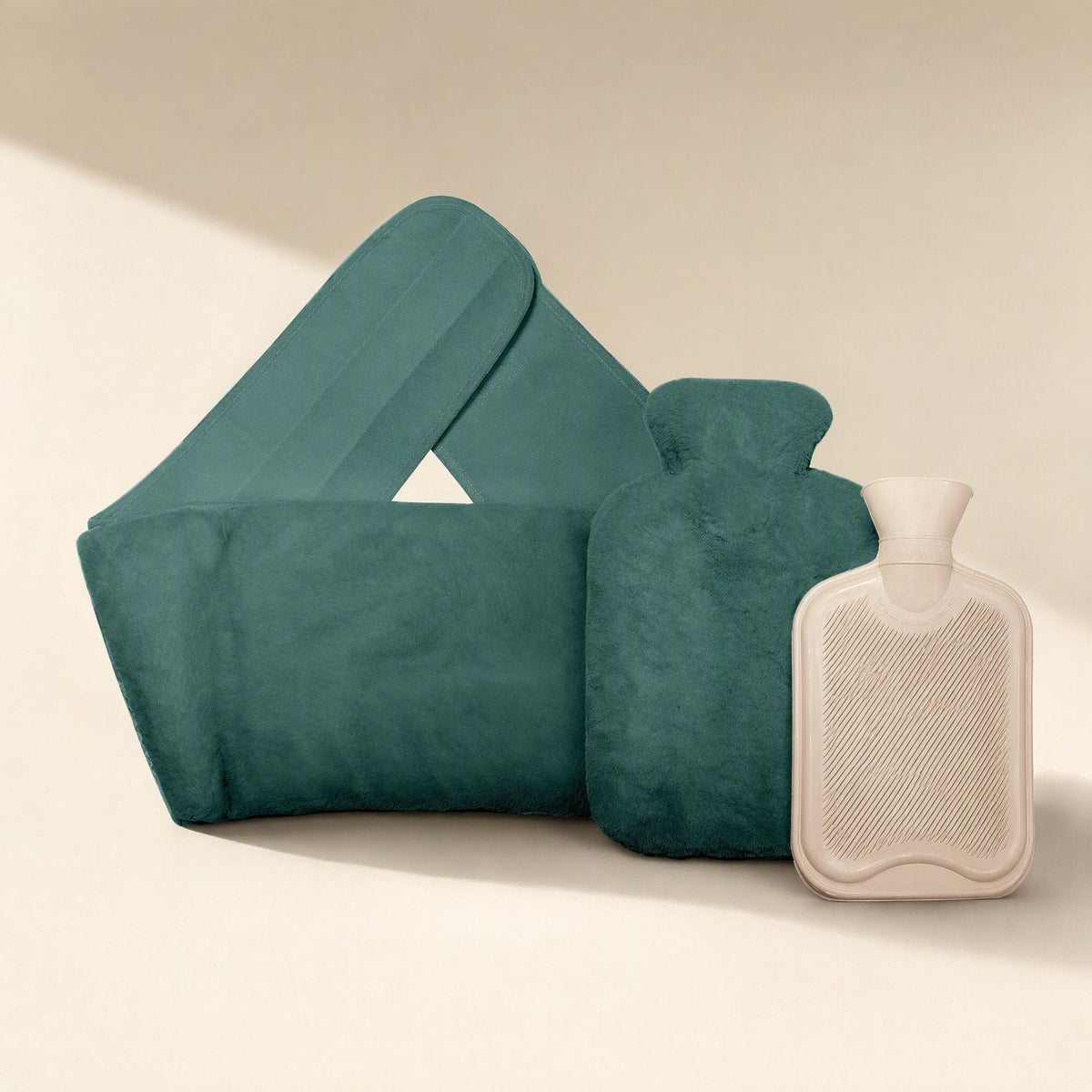 Rubber hot water bag with an imitation rabbit fur warm belt - view 2