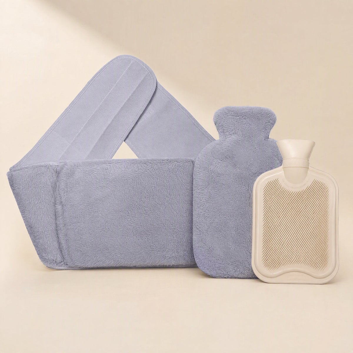 Rubber hot water bag with an imitation rabbit fur warm belt - view 5