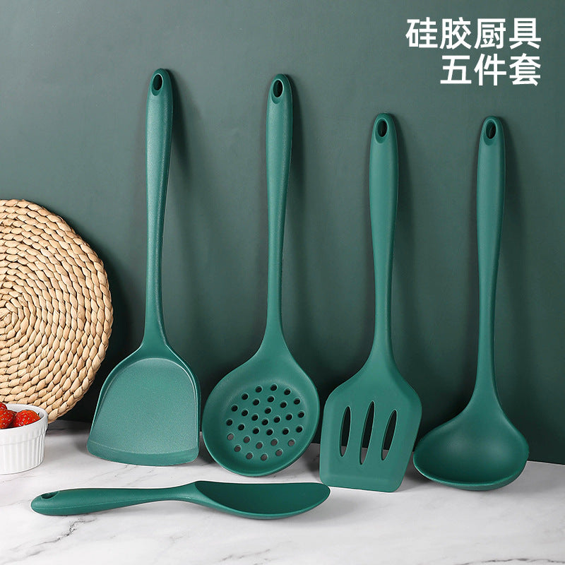 Silicone spatula food grade high temperature resistant non-stick pan special anti-scald heat insulation spatula household soup colander kitchenware suit - image 2