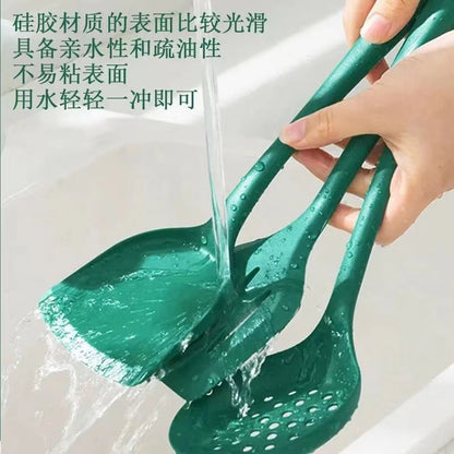 Silicone spatula food grade high temperature resistant non-stick pan special anti-scald heat insulation spatula household soup colander kitchenware suit - image 3