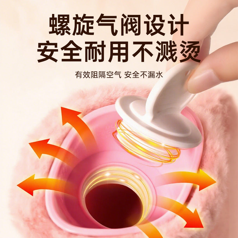 Kage Hot Water Bag Water Injection Warm Water Bag Water Plush Hand Warmer Thickened Explosion-proof Hot Compress for Belly Foot Warmer - image 4
