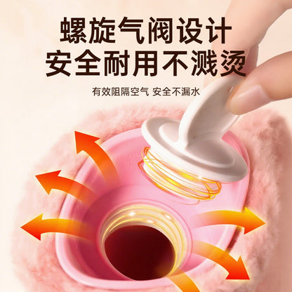 Kage Hot Water Bag Water Injection Warm Water Bag Water Plush Hand Warmer Thickened Explosion-proof Hot Compress for Belly Foot Warmer - image 4