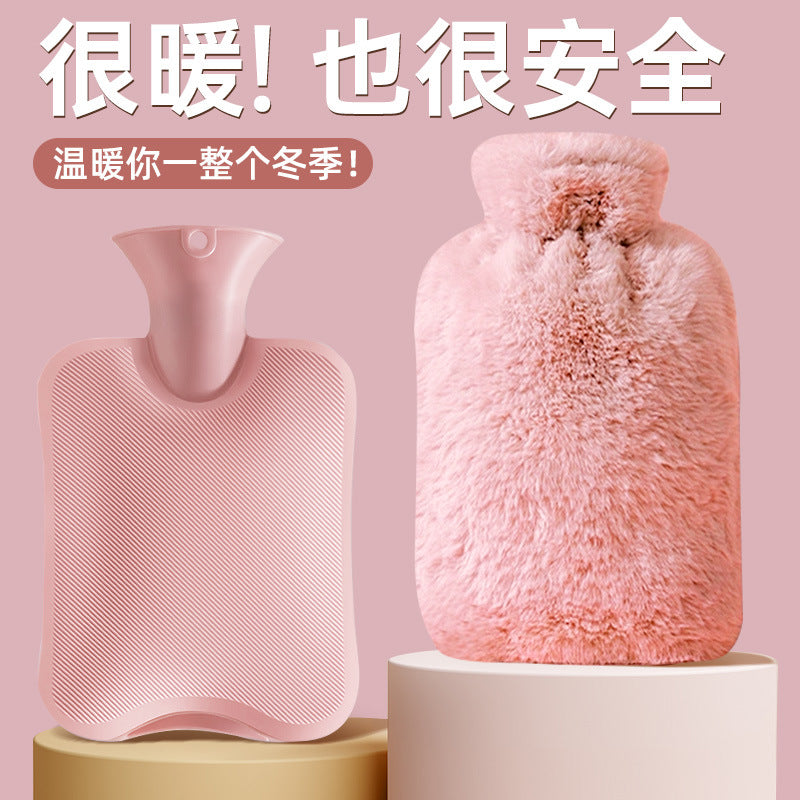 Water-filled Hot Water Bag Thickened Explosion-proof Girl's Hand-warming Hot Compress Belly Foot-warming Artifact Imitation Rabbit Velvet-filled Water-warming H - image 2