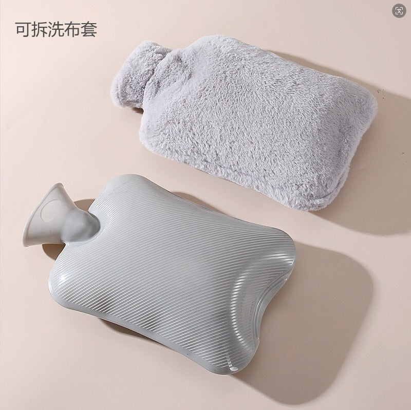 Imitation Rabbit Hair Hot Water Bag Water Warmer Hand Warmer Lasting Warm Large Capacity Crystal Super Soft Warm Water Bag PVC Hand Warmer Water Bag - image 2