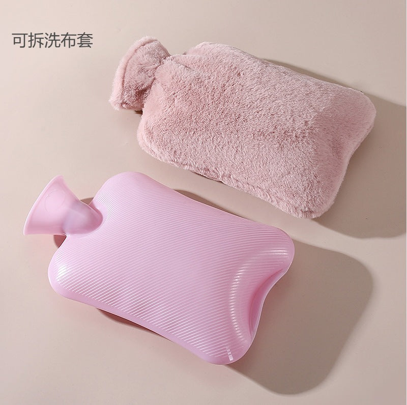 Imitation Rabbit Hair Hot Water Bag Water Warmer Hand Warmer Lasting Warm Large Capacity Crystal Super Soft Warm Water Bag PVC Hand Warmer Water Bag - image 3
