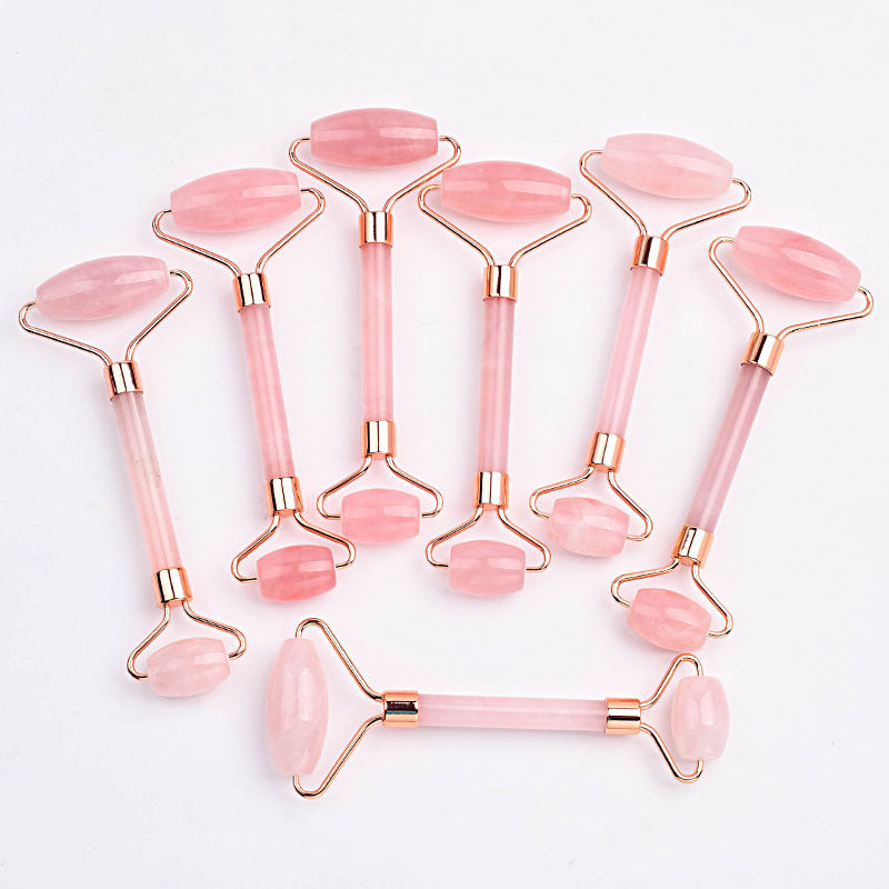 Amazon's Best-Selling Rose Quartz Jade Double-Headed Roller Massager Heart-Shaped Facial and Eye Massage Gua Sha Combination Set - image 3