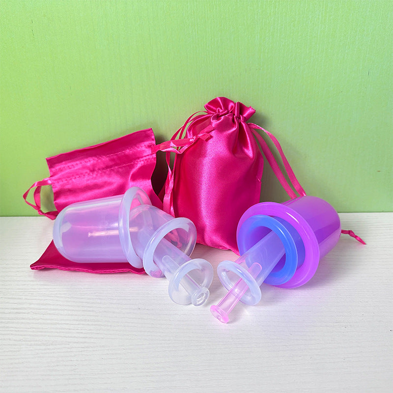 Moisture-Absorbing Cupping Device, Transparent Negative Pressure Massage Cup, Silicone Health Cup, 4-Piece Set, Silk Cloth Bag Packaging, Physiotherapy Meridian - image 2