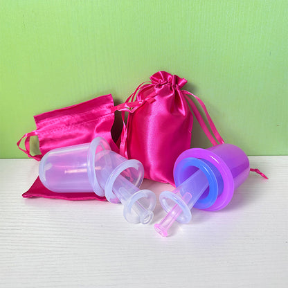 Moisture-Absorbing Cupping Device, Transparent Negative Pressure Massage Cup, Silicone Health Cup, 4-Piece Set, Silk Cloth Bag Packaging, Physiotherapy Meridian - image 2