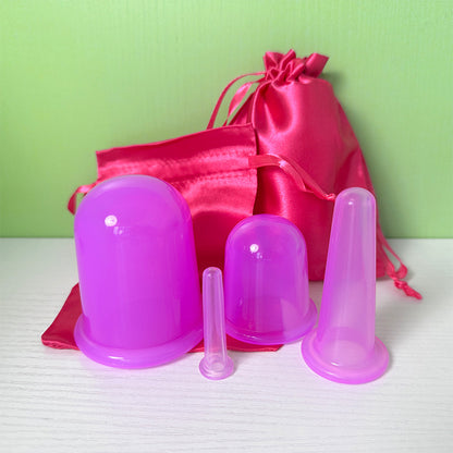 Moisture-Absorbing Cupping Device, Transparent Negative Pressure Massage Cup, Silicone Health Cup, 4-Piece Set, Silk Cloth Bag Packaging, Physiotherapy Meridian - image 3