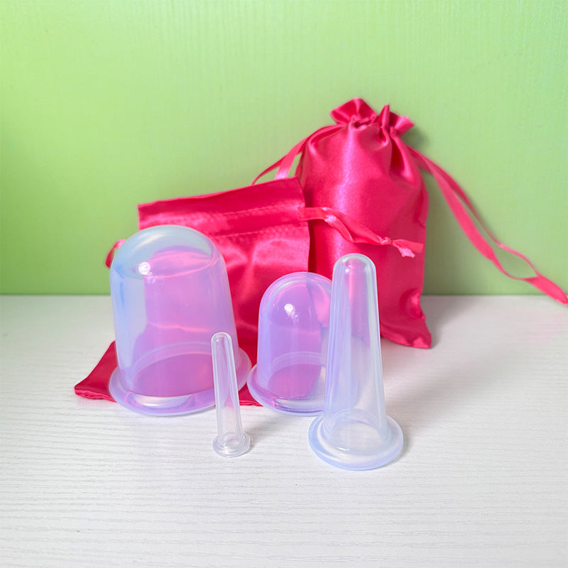 Moisture-Absorbing Cupping Device, Transparent Negative Pressure Massage Cup, Silicone Health Cup, 4-Piece Set, Silk Cloth Bag Packaging, Physiotherapy Meridian - image 4