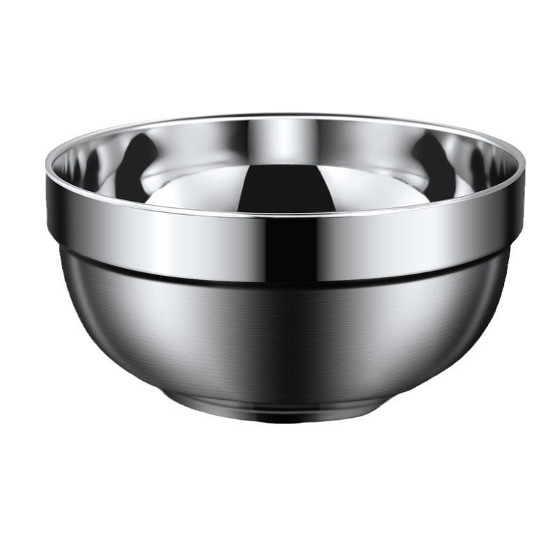 Stainless steel rice bowl 304 food grade double-layer heat insulation bowl household children anti-scald bowl soup bowl large Bowl thickened Iron Bowl - image 5