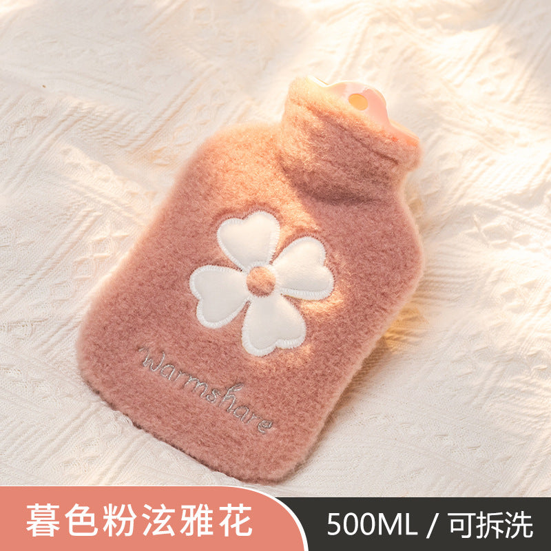 Cross-Border Hot Water Bottle Filled with Water for Women, Plush Hot Compress, Belly Warmer, Flushed Hot Water Bottle, Explosion-Proof Filled with Water, Student Hand Warmer - image 2