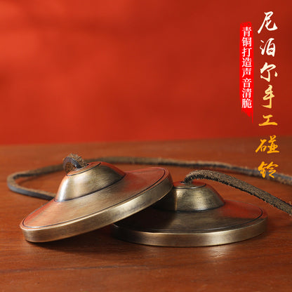 Ring Bells Nepal Handmade Bronze Ring Bells Ring Cymbals Box Tone Therapy Yoga Meditation Ding Xia Sound Crisp Bell - image 1