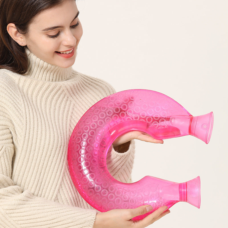 U-Shaped Transparent Hot Water Bag for Cervical Spine Warmer Special Pvc Transparent Water Filled Hot Water Bag Hot Compress Neck Shoulder Neck - image 2
