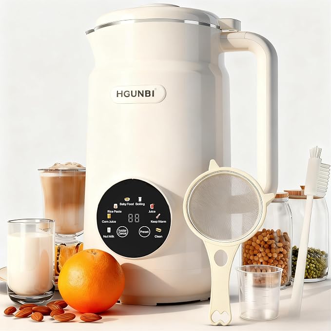 8-in-1 Automatic Nut Milk Maker Machine 50oz – Plant-Based Soy, Almond & Oat Milk Blender with Self-Cleaning, Keep Warm & 12-Hour Delay