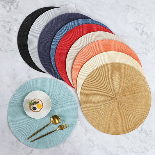 Simple round oil-proof solid color PP woven placemat heat insulation source factory cross-border support generation
Daily Food Kitchen - image 1