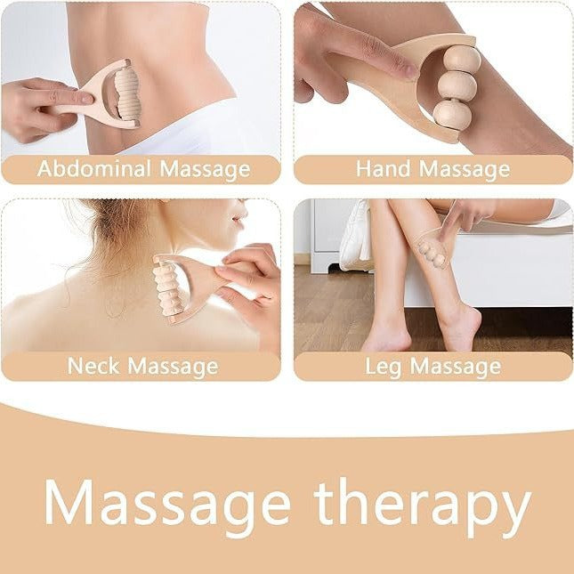 3 Piece Set Wooden Hand Massage Roller, Back Muscle Roller Stick, Manual Wooden Therapy Massage Tool Massage Roller - image 2