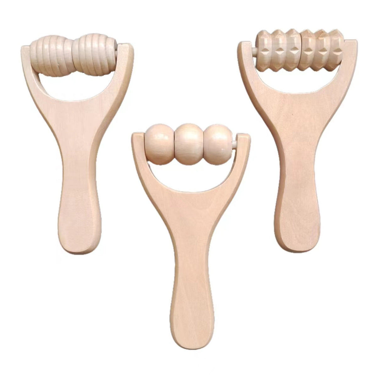 3 Piece Set Wooden Hand Massage Roller, Back Muscle Roller Stick, Manual Wooden Therapy Massage Tool Massage Roller - image 5
