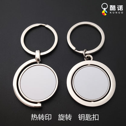 Factory direct heat transfer key chain round rotating zinc key chain sublimation key chain cross-border hot sale - image 1