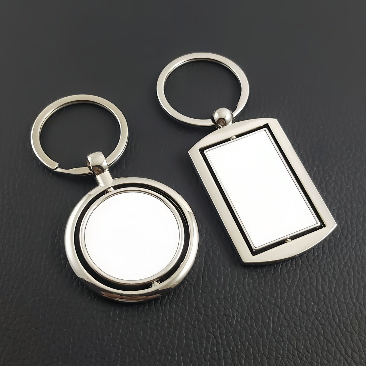 Factory direct heat transfer key chain round rotating zinc key chain sublimation key chain cross-border hot sale - image 3