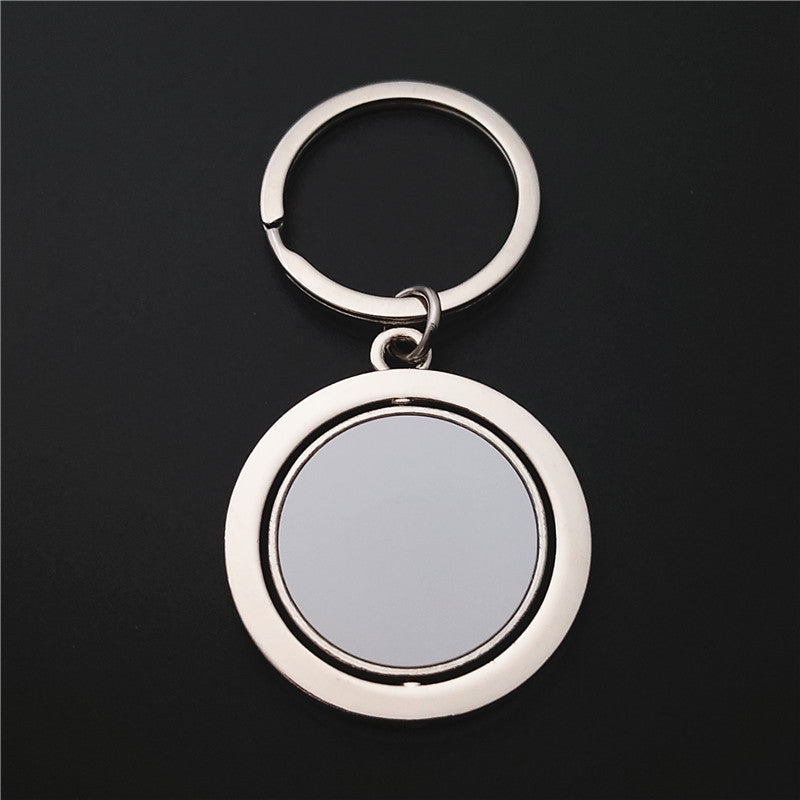 Factory direct heat transfer key chain round rotating zinc key chain sublimation key chain cross-border hot sale - image 4