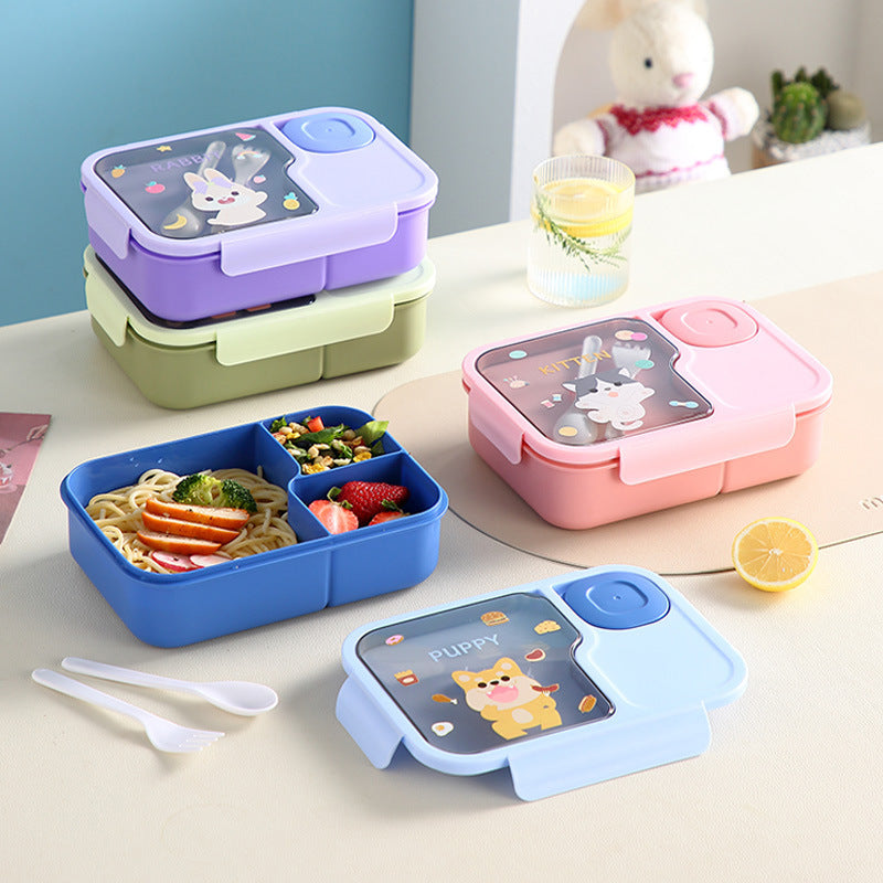 Cartoon Cute Student Lunch Box Large Capacity with Dip Box Tableware with Meal Lunch Box Microwave Heating - image 1