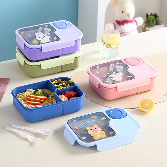 Cartoon Cute Student Lunch Box Large Capacity with Dip Box Tableware with Meal Lunch Box Microwave Heating - image 1