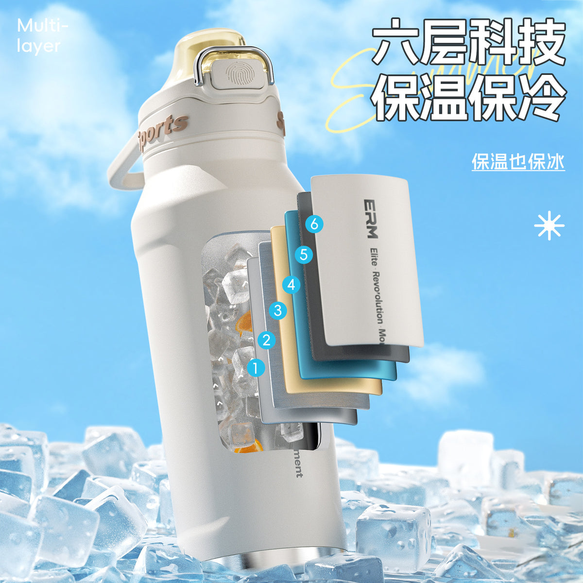 316 stainless steel heat preservation cold water cup large capacity outdoor sports kettle for male and female students to go to school - image 3